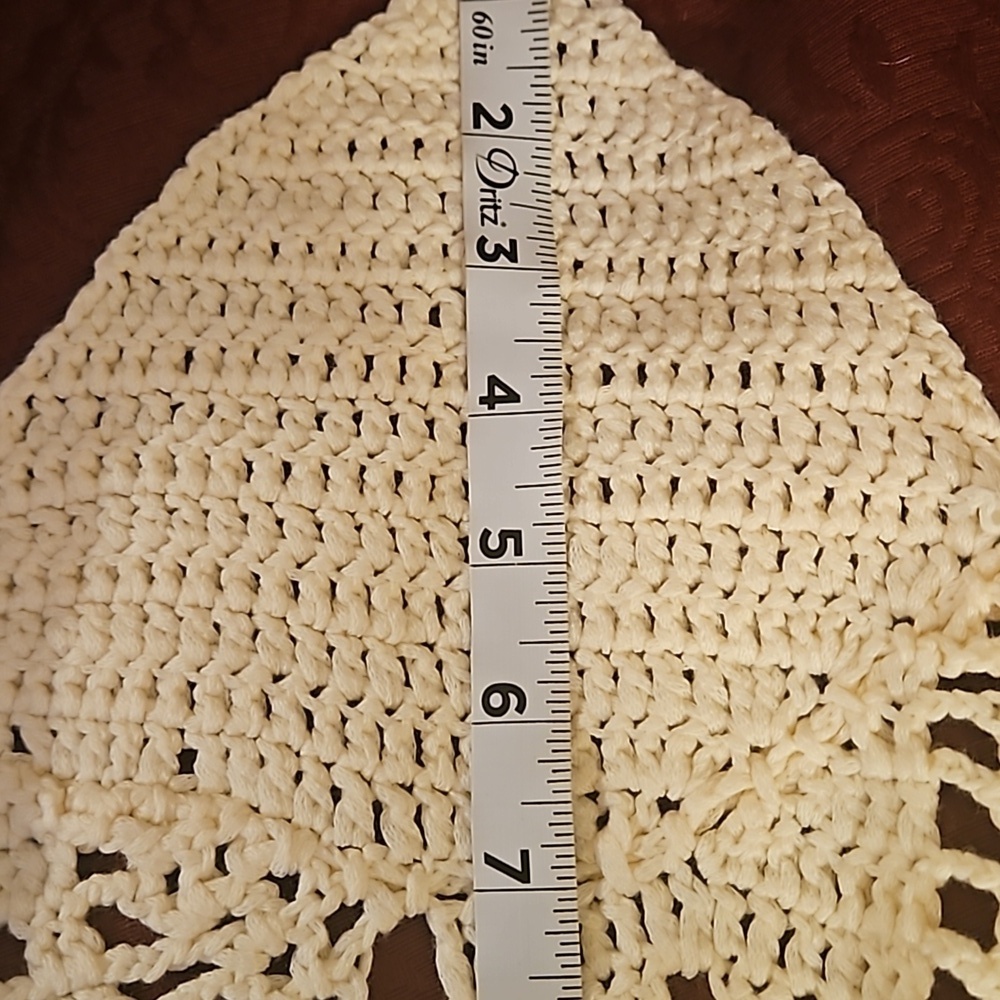 Hand Crafted Crochet Crop-Top Handmade Floral pattern Swim cover-up Cream #752 - Picture 14 of 17